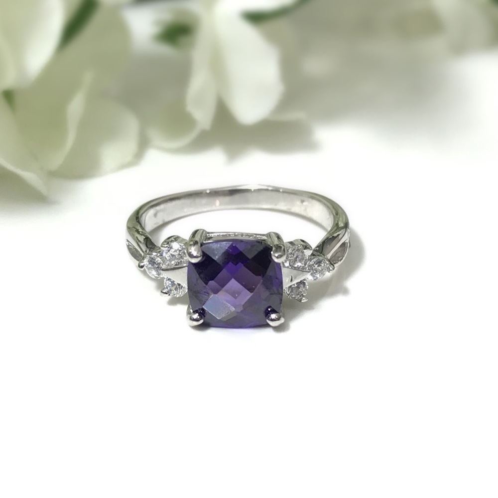 Amethyst CZ Sterling Silver Ring